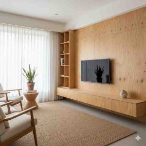 Natural plywood furniture enhancing home interiors.