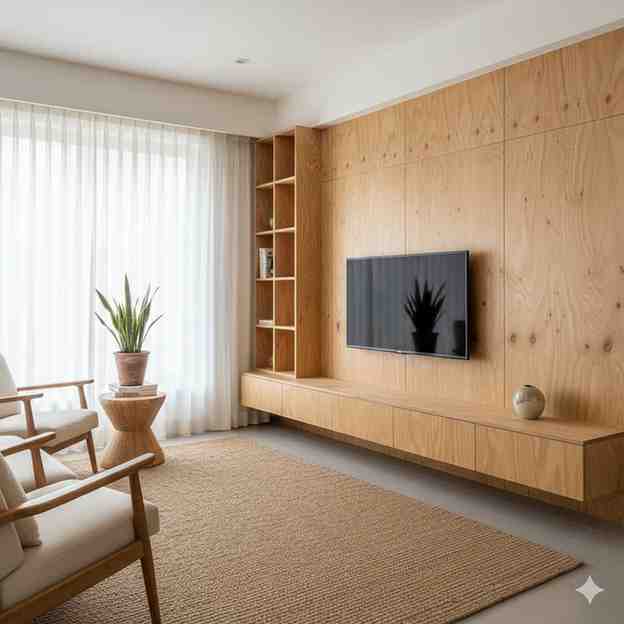 Natural plywood furniture enhancing home interiors.