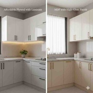 Affordable kitchen cabinets with plywood material.