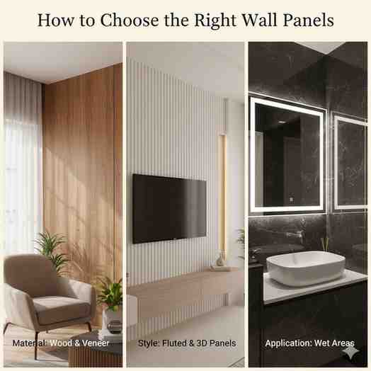 Different wall panel types for home decoration.