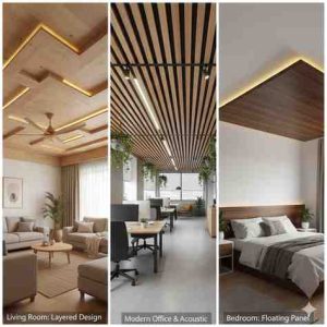Trendy plywood ceiling designs for home and office.