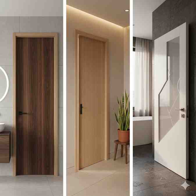 Contemporary plywood bathroom door designs.