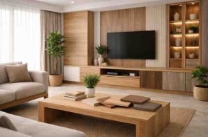natural wood texture plywood finish for living room